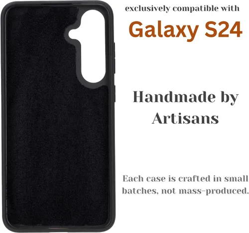 Miniatura 3 de BLACKBROOK Funda de piel de alta calidad a presión compatible con Samsung Galaxy S24, elegante funda de cuero de grano completo con la máxima