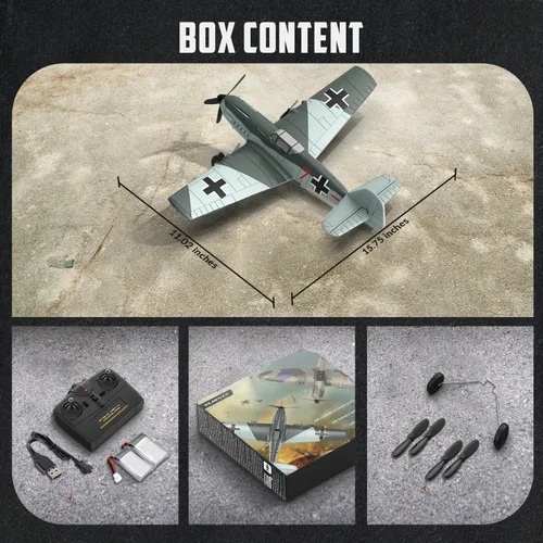 Miniatura 9 de volantexrc Avión RC de 3 canales, control remoto, avión de combate, 2.4 GHz, estabilizador giroscópico de 6 ejes, avión planeador RTF, fácil de Bf109