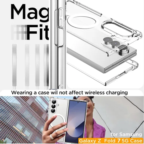 Miniatura 5 de AICase Funda transparente para Samsung Galaxy Z Fold 7, compatible con MagSafe, transparente, protección a prueba de golpes, resistente al