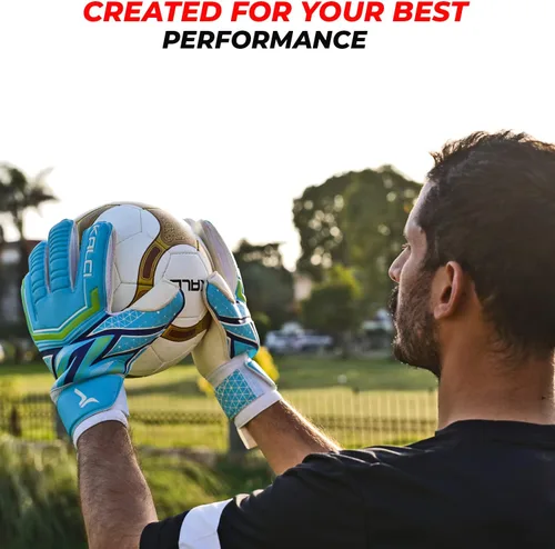 Miniatura 7 de Kalci Guantes de portero de fútbol con acolchado de espuma de látex para niños/adultos, protección de dedos transpirables, guantes de portero