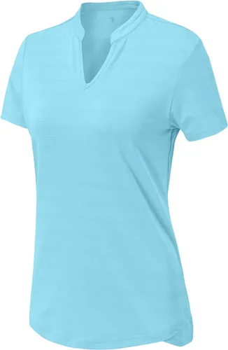 Miniatura 132 de Gopune Polo de golf con cuello en V para mujer, sin cuello, manga corta, ligera, de secado rápido, camisetas de tenis para correr