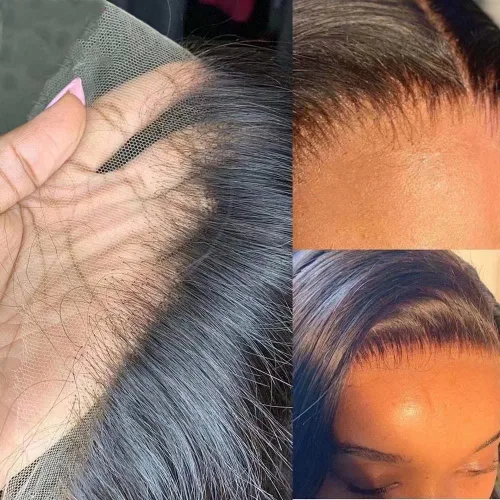 Miniatura 5 de Pelucas de cabello humano ondulado corto con reflejos #1B/27, pelucas de encaje HD, predepiladas, densidad del 150%, cuerpo corto, ondulado, 13x6