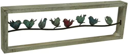 Miniatura 9 de Deco 79 Escultura de pared de metal para decoración de pared, diseño de pájaro, arte de pared, 32 x 1 x 12 pulgadas, multicolor