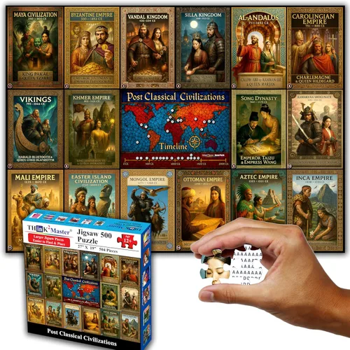 Miniatura 19 de Think2Master Rompecabezas de historia mundial de las civilizaciones antiguas, 500 piezas, gran formato para mayores de 13 años, adolescentes