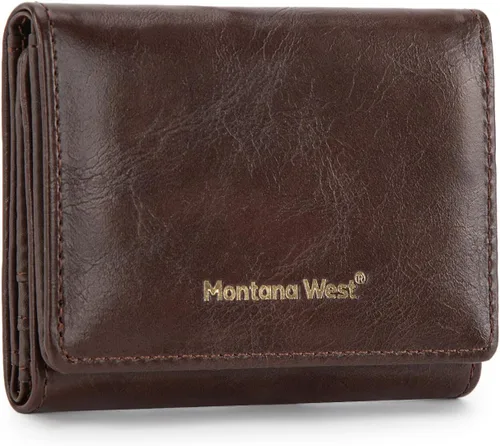 Miniatura 18 de Montana West Billetera pequeña de triple pliegue para mujer, con bloqueo RFID, carteras minimalistas con ventana de identificación, Beige
