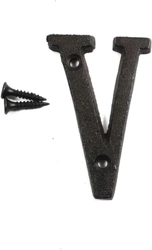 Miniatura 21 de Letras del abecedario de 3" en metal de hierro fundido decorativas, estilo clásico, para colgar letreros de pared, dirección, nombre, letrero