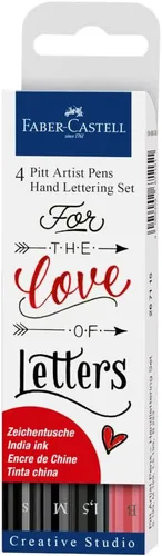 Miniatura 7 de Faber-Castell Black Modern Lettering Pitt Artist - Juego de 4 bolígrafos