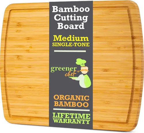 Miniatura 7 de GREENER CHEF Tabla de Cortar de Bambú de 15 Pulgadas con Reemplazos de por Vida - Tabla de Cortar de Madera Mediana para Cocina, Bloque