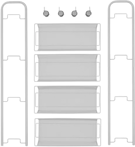Miniatura 7 de mDesign Carrito organizador de almacenamiento de metal de acero delgado con 4 estantes para lavandería, cocina, organización de baño, soporte