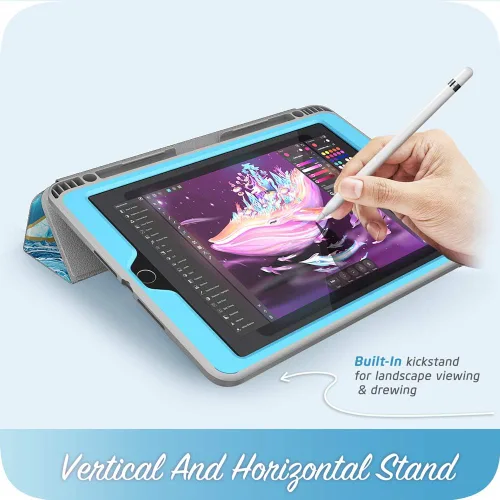 Miniatura 2 de i-Blason Cosmo - Funda para iPad de 9ª/8ª/7ª generación, iPad 10.2 (2021/2020/2019), triple pliegue de cuerpo completo con protector de pantalla Azul