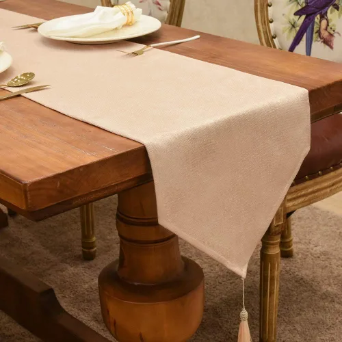 Miniatura 18 de BALCONY & FALCON Camino de mesa con borlas, lavable a máquina, caminos de mesa decorativos de lujo para el hogar para comedor, fiestas, banquetes