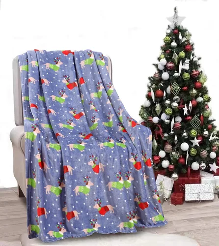 Miniatura 20 de Valerian Manta de Navidad de Terciopelo de Lujo Ultra Suave al Tacto Suave, Cálida, Acogedora Manta/Frazada de Forro Polar con Estampado