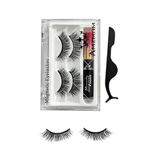 Kit de pestañas magnéticas para ojos sensibles, sin pegamento, pestañas postizas hipoalergénicas, aspecto natural y voluminoso, regalo de belleza