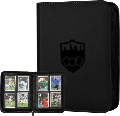 Miniatura 13 de GERMUN Carpeta de tarjetas de poliuretano, 16 bolsillos, carpetas de soporte premium para más de 1000 tarjetas, álbum de bolsillo de doble cara
