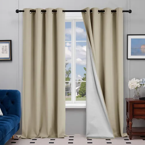 Deconovo - Cortinas opacas para dormitorio con ojales, cortinas sólidas con aislamiento térmico, bloquean el calor, oscurecen la habitación, ahorran