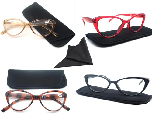 Miniatura 5 de Gafas de Lectura para Mujeres, Ligeras y Elegantes, Lindas Lentes para Leer con Bisagras de Resorte, Juego de 4 Pares