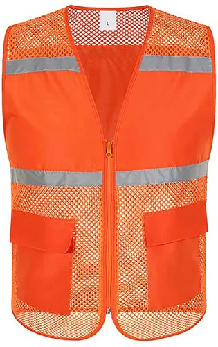 Miniatura 11 de TOPTIE Chaleco de seguridad de malla con cremallera, chaleco de uniforme de voluntario del equipo, chaleco reflectante para correr con bolsillos