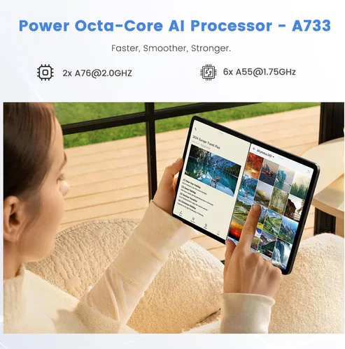 Miniatura 5 de Tableta, Android 15 Tableta, 20GB RAM 128GB ROM 1TB Expansión, A733 8-Core Procesador, Pantalla táctil grande de 12 pulgadas Pantalla 2K, Cámara