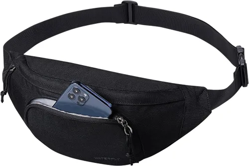 WATERFLY Cangurera cruzada grande bolsa de cintura delgada, bolsa deportiva para mujer y hombre, mochila de viaje a la moda, para correr, caminar,
