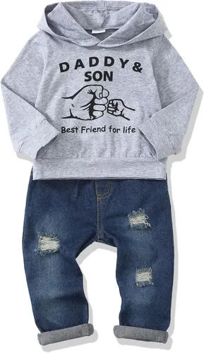 Miniatura 101 de Renotemy Ropa de bebé para niño, trajes de mezclilla, sudadera con capucha para bebés, pantalones de mezclilla, ropa para niños pequeños