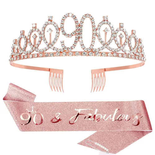 Miniatura 33 de CIEHER Corona de cumpleaños de 10 años, banda + juego de alfileres de perlas - Decoraciones y regalos para favores de fiesta de cumpleaños de 10 10º