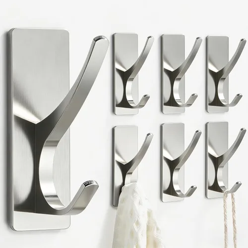 Miniatura 17 de Ganchos autoadhesivos para colgar: gancho de pared de acero inoxidable resistente para toallas, mochilas, sombreros, baño, recámara, puerta, gancho