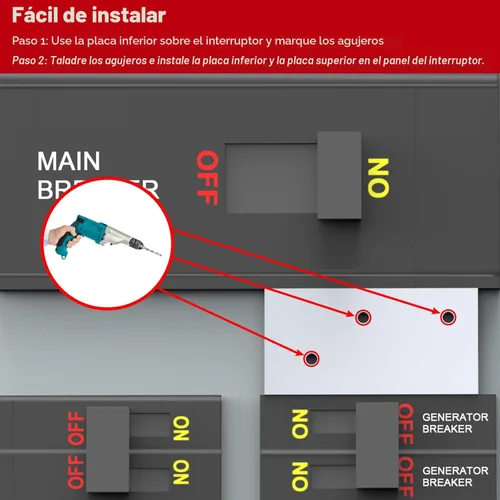 Miniatura 4 de Kit de bloqueo de generador compatible con paneles Square D QO o Homeline de 150 o 200 amperios. 1 3/8 pulgadas de espaciado entre el interruptor