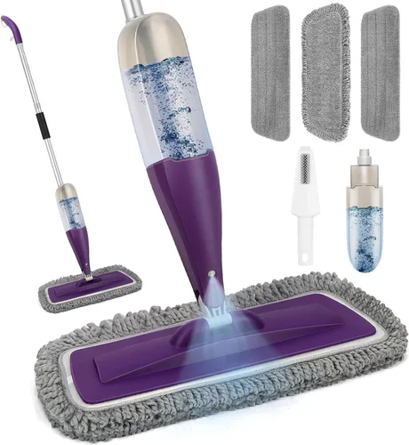 Miniatura 8 de Trapeador en aerosol para limpieza de suelos con 3 almohadillas lavables, mopa de microfibra húmeda y seca con botella recargable de 27.1 fl oz