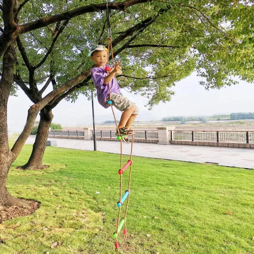 Miniatura 5 de Escalera de cuerda de escalada para niños, columpio para árbol con correa para colgar, para interiores y exteriores, patio trasero