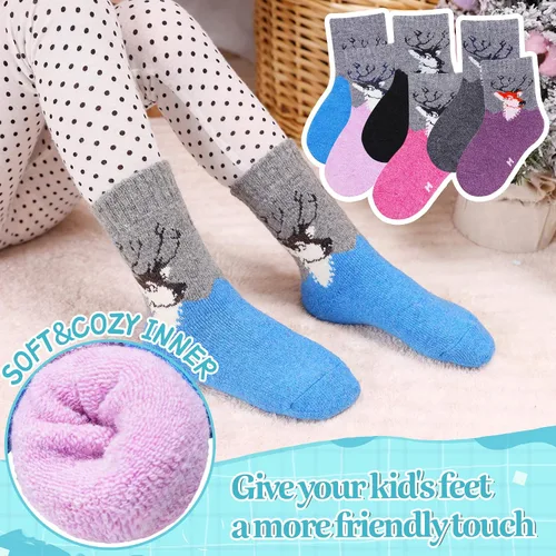 Miniatura 2 de Eocom - Medias de invierno cálidos de lana para niños y niñas, 6 pares