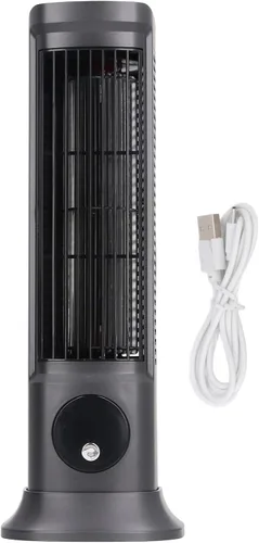Miniatura 7 de Ventilador de torre de escritorio, ventilador silencioso sin aspas de 10 pulgadas con 3 niveles de velocidad, aire gran angular 3D, base ajustable