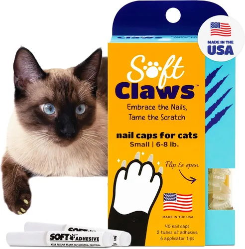Miniatura 36 de Tapas de uñas Soft Claws para gatos pequeños – (40 tapas, negro) - Fabricado en EE. UU. - Desarrollado por veterinarios, no tóxico Protege muebles