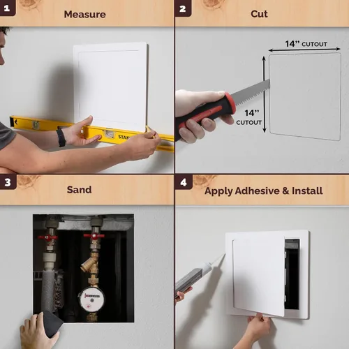 Miniatura 3 de Morvat Panel de acceso de 14 x 14 pulgadas para paneles de yeso y techo con puerta, plástico ABS duradero de alta resistencia y caja de acceso