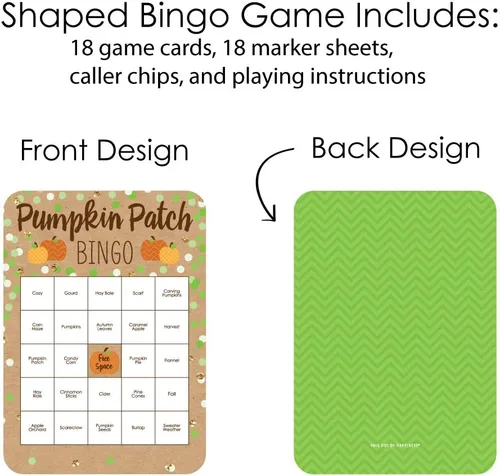 Miniatura 3 de Big Dot of Happiness Pumpkin Patch - Tarjetas de bingo y marcadores - Juego de bingo para otoño, Halloween o Acción de Gracias - Juego de 18