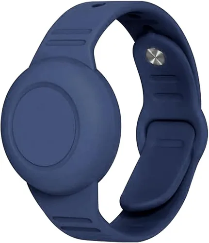 Aircawin Pulsera impermeable para Airtag para niños, pulsera de Airtag oculta para niños, funda de silicona antipérdida para Apple Airtag para Azul