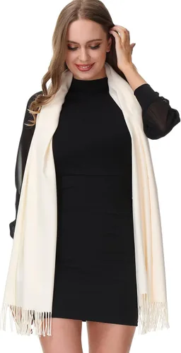 Miniatura 2 de OHAYOMI Bufanda de chal Pashmina para mujer, color liso, pashmina