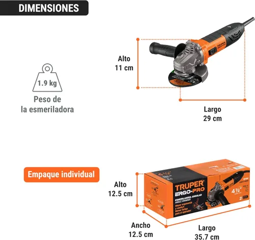 Miniatura 11 de Amoladora angular 4-1/2 ', ERGO PRO 800 W