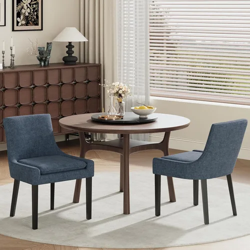 Miniatura 15 de MALOL Juego de 2 sillas de comedor tapizadas en corduroy con patas de madera, sillas de cocina laterales acolchadas de respaldo medio para comedor