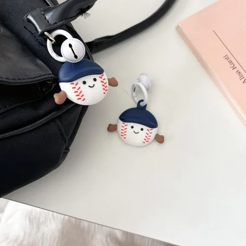 Miniatura 4 de Yatchen Bonita funda de silicona para AirTag 2021 Finder Fun 3D Cartoon Animal Anti Scratch Llavero Tracker Protector Bluetooth (Béisbol, 1 unidad)