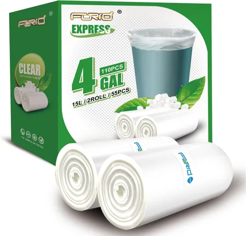Miniatura 18 de FORID Bolsas de basura transparentes, bolsas de basura de 8 galones, bolsas de basura de plástico para basura, 110 unidades, para baño, dormitorio