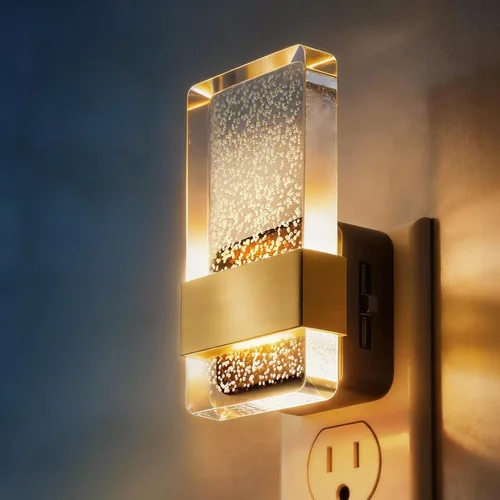 Miniatura 13 de DORESshop Luces nocturnas LED enchufables a la pared, luz nocturna regulable de 3 niveles, luz nocturna decorativa de burbujas, sensor de atardecer