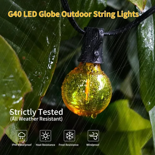 Miniatura 2 de Guirnalda de luces LED para exteriores de 40 pies, impermeable, globo LED G40, iluminación al aire libre para patio con 27 bombillas Edison vintage