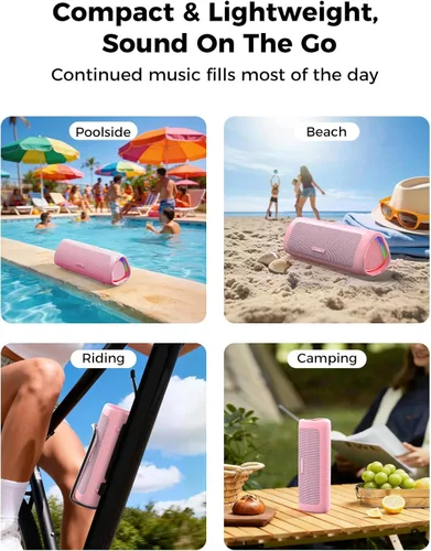 Miniatura 7 de Altavoz Bluetooth, sonido HD de 20 W, inalámbrico portátil, IPX5 impermeable, hasta 24 horas de reproducción, TWS, para hogar, fiesta, exterior, Rosa