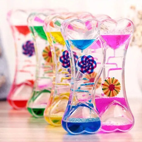 Miniatura 7 de MG554zy0 Doble Corazón Líquido Movimiento Burbuja de Goteo Aceite de Arena Reloj Temporizador Reloj de Juguete para Niños Regalo Doble Corazón