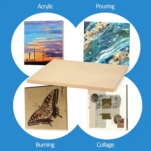 Miniatura 2 de Falling in Art - Juego de paneles de lienzo de madera de abedul sin terminar, paquete de 2 tablas de cuna de 16 x 20 pulgadas de profundidad