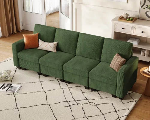 Miniatura 20 de CHIC HOUSE Modular Sectional Sofa with Storage Ottomans, Corduroy Cloud Couch for Small Spaces & Apartments, Reconfigurable L/U Shaped Convertible