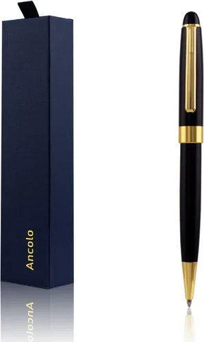 Miniatura 13 de Ancolo Bolígrafo negro, tinta negra a granel, punta media de 0.039 pulgadas (0.039 in), escritura suave, bolígrafos negros y dorados para hombres