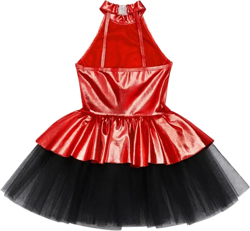 Miniatura 31 de CHICTRY Vestido tutú de ballet con lentejuelas brillantes para niñas y niñas, moderno disfraz de baile latino de jazz