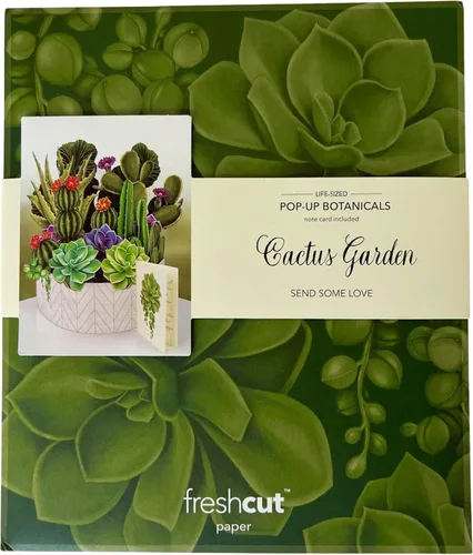 Miniatura 5 de Freshcut Paper Tarjetas de felicitación desplegables, Jardín de Cactus, plantas de casa de papel tamaño real de 12 pulgadas en 3D, tarjeta