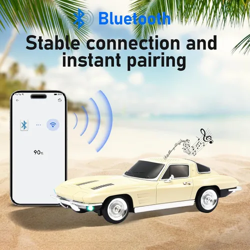 Miniatura 4 de WSTER WS-1969 Retro Sports Car Bluetooth Replica Altavoz - Modelo inalámbrico portátil con sonido HD, emparejamiento estéreo TWS, radio FM